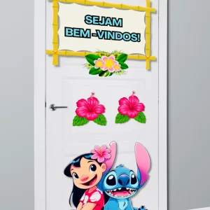 Painel de porta volta às aulas tema stitch 