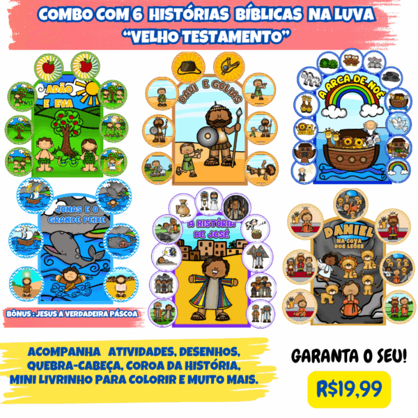 Combo de Histórias Bíblicas na Luva -Velho Testamento