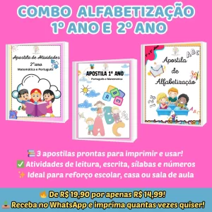 Combo de Apostilas: Alfabetização, 1º Ano e 2º Ano