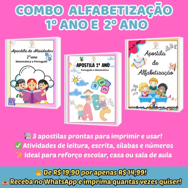 Combo de Apostilas: Alfabetização, 1º Ano e 2º Ano