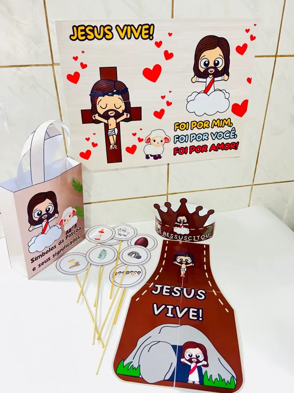 KIT apresentação PÁSCOA CRISTÃ - “JESUS VIVE” - Imagem 3