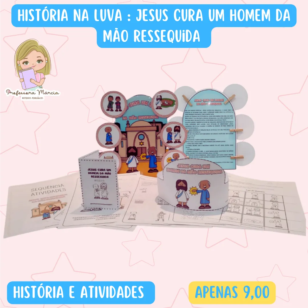 Jesus cura um Homem com a mão ressequida – Luva de Contação de Histórias - Imagem 2