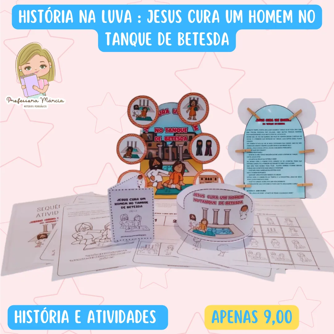 Jesus cura o homem do tanque de Betesda – Luva de Contação de Histórias - Imagem 2