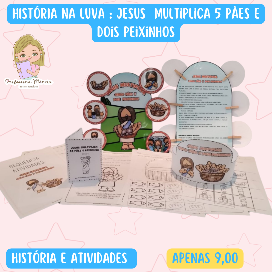 Jesus multiplica os pães e peixinhos – Luva de Contação de Histórias - Imagem 2