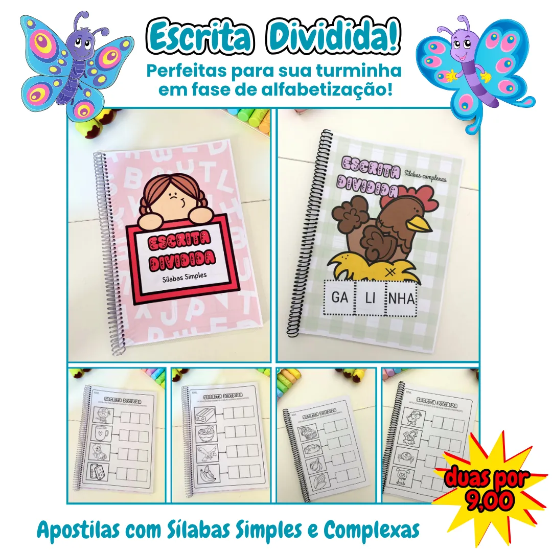 Apostilas Escrita Dividida – Sílabas Simples e Complexas
