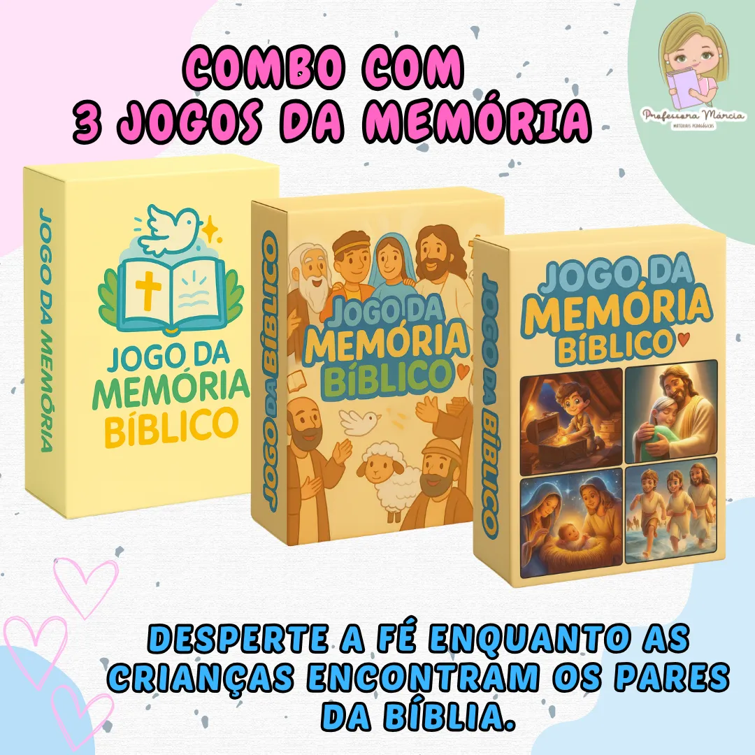 Combo com 3 Jogos -Jogo da Memória Bíblico (Coleção 1, 2 e 3)