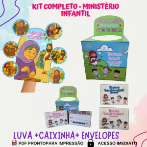 Kit Luva a Oferta da Viúva Pobre e Caixinha da Oferta para o Ministério Infantil