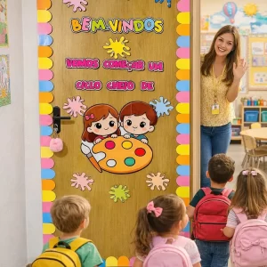 Painel bem- vindos volta às aulas