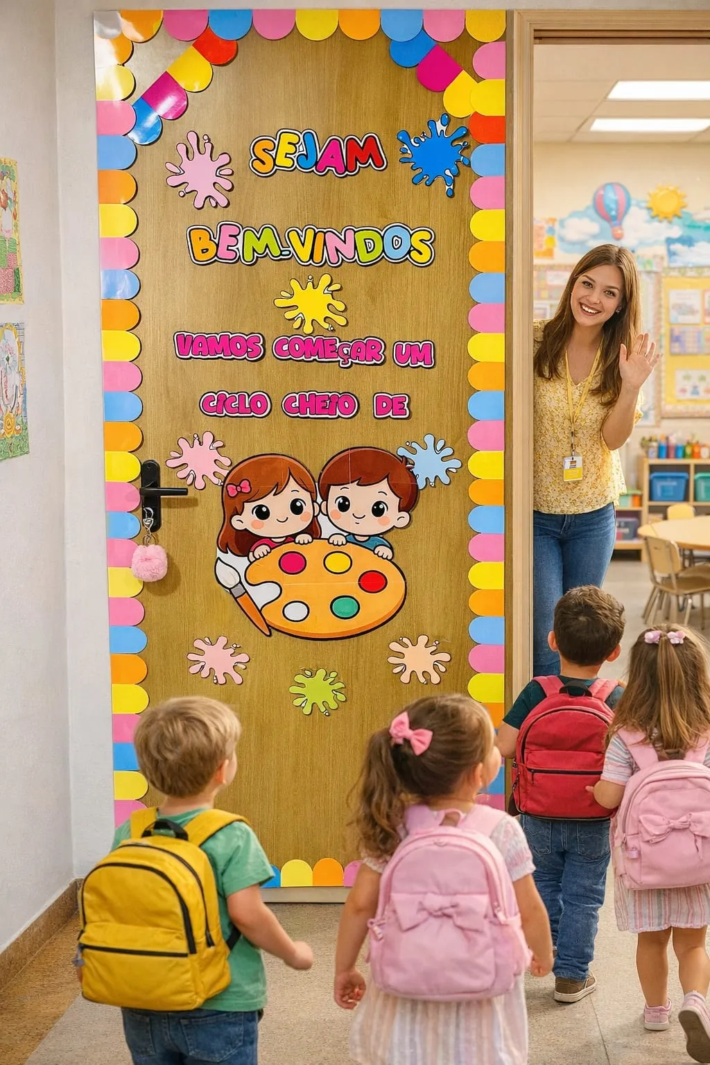 Painel bem- vindos volta às aulas
