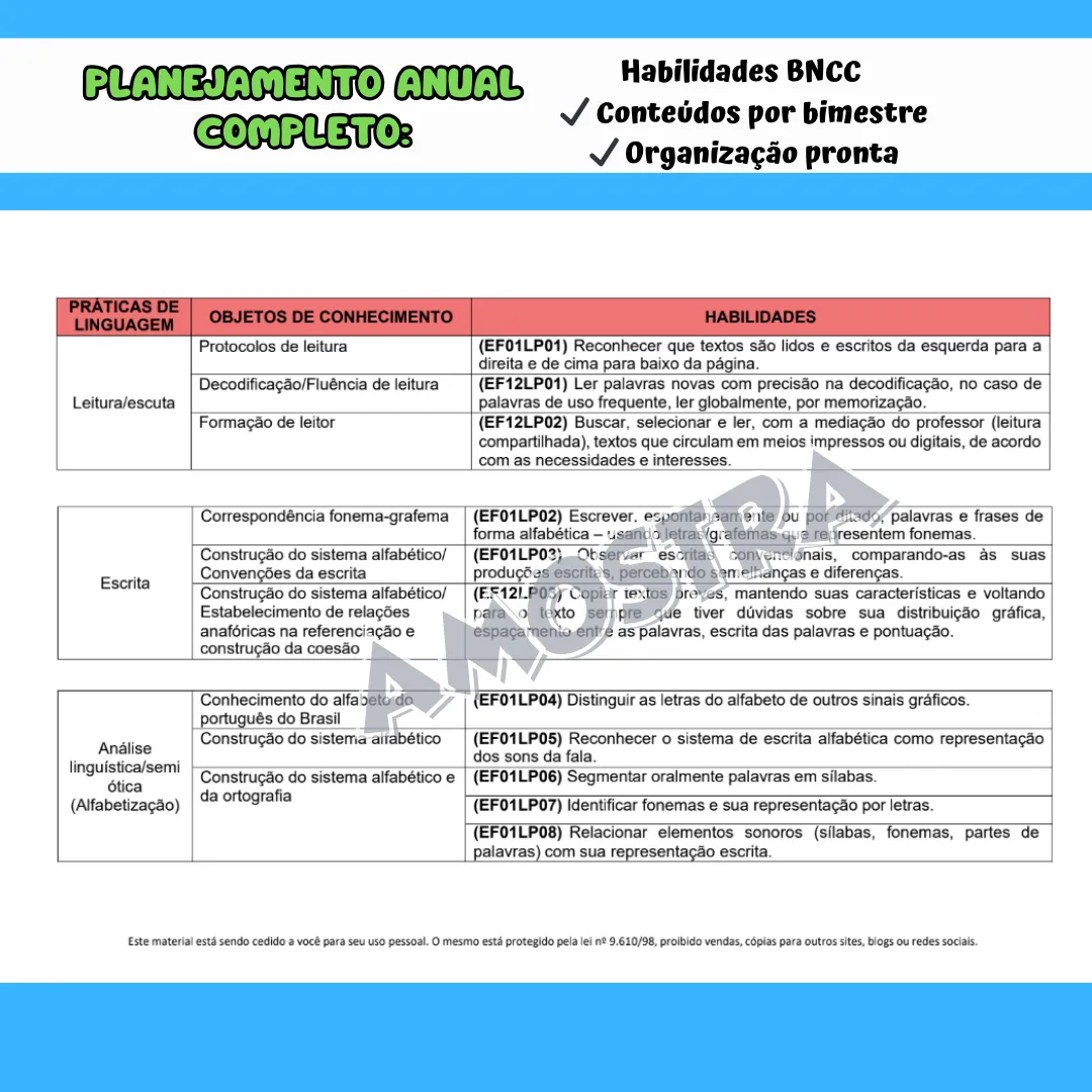 PLANEJAMENTO COMPLETO 1º ANO – BNCC 2026 - Imagem 2