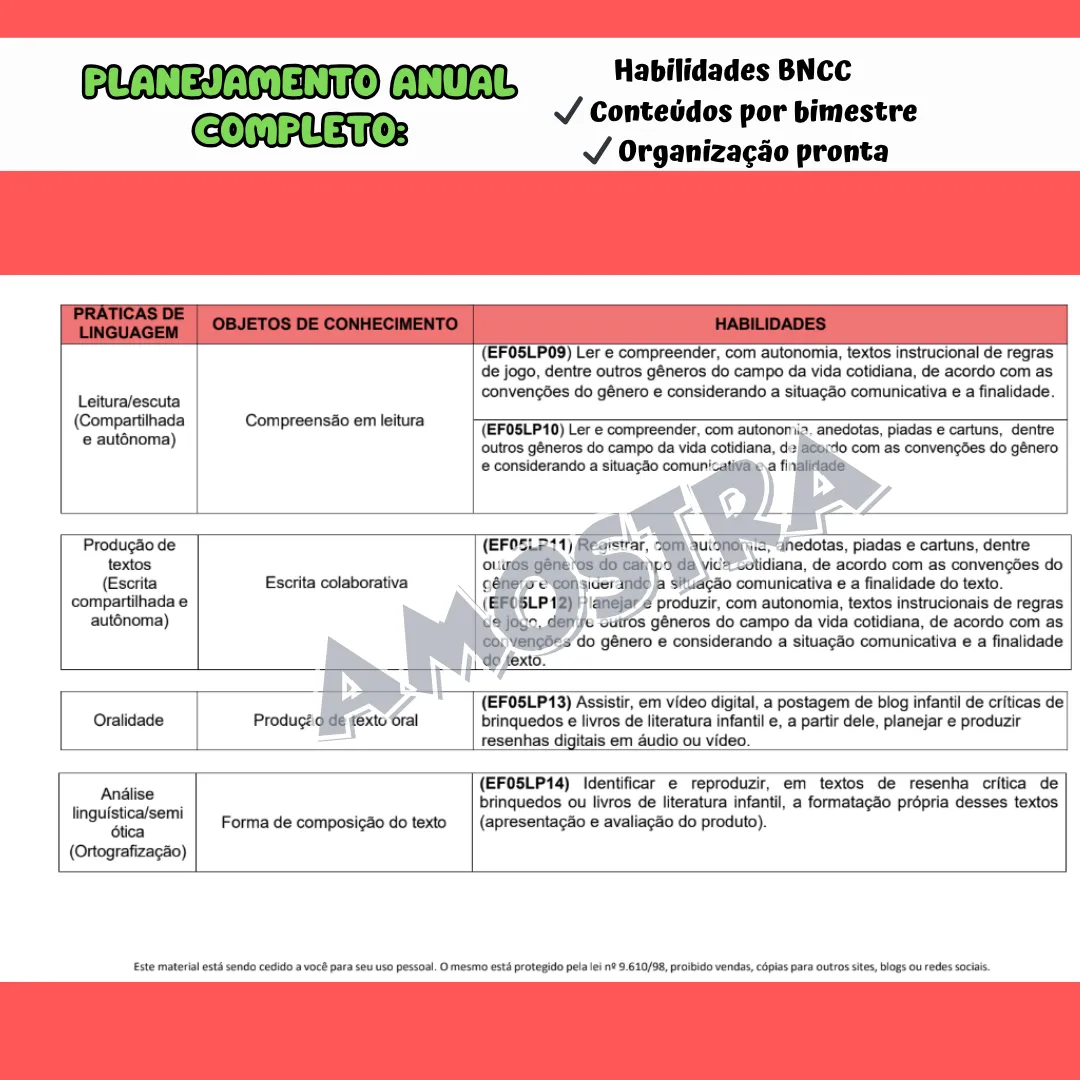 PLANEJAMENTO COMPLETO 5º ANO – BNCC 2026 - Imagem 2