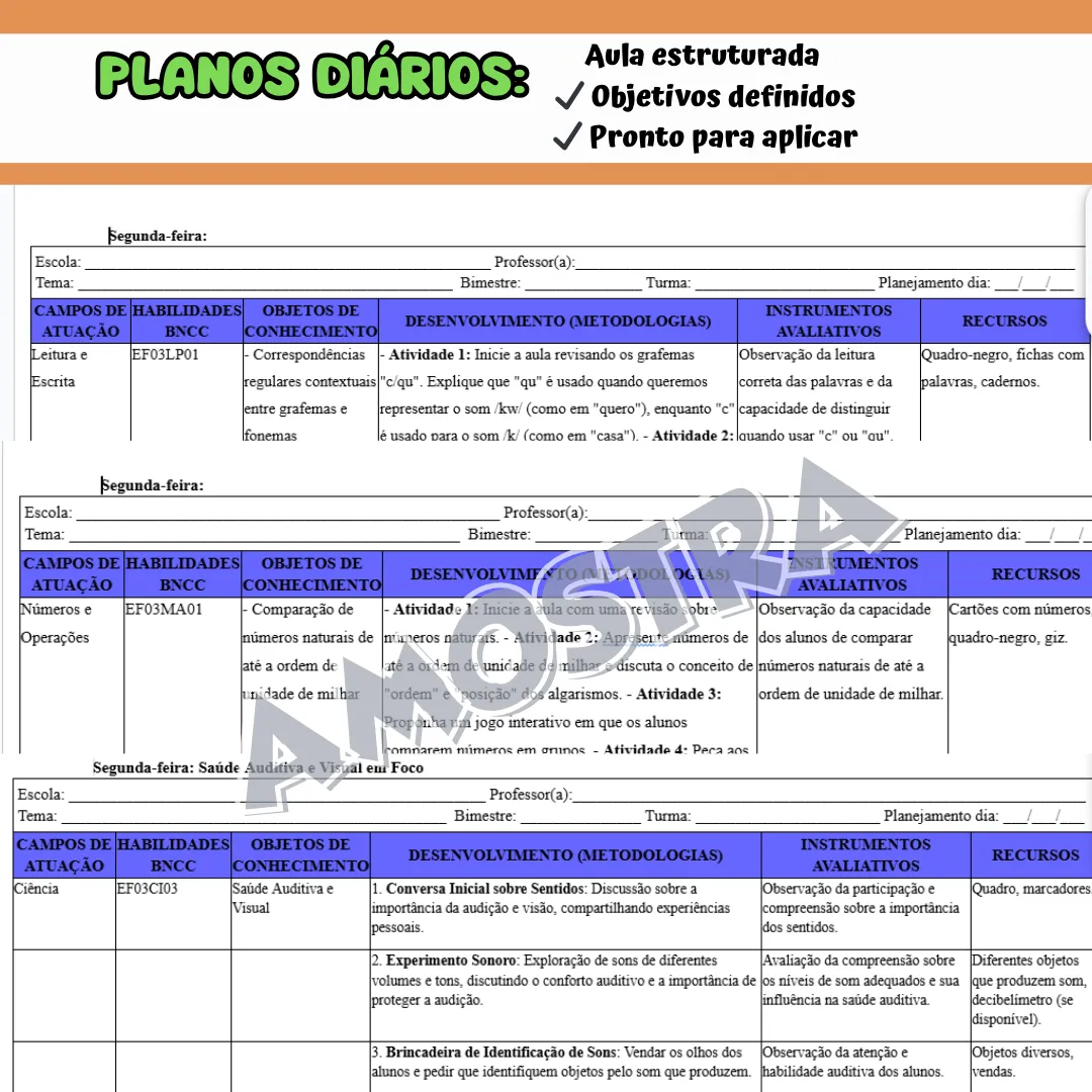 PLANEJAMENTO COMPLETO 3º ANO – BNCC 2026 - Imagem 3