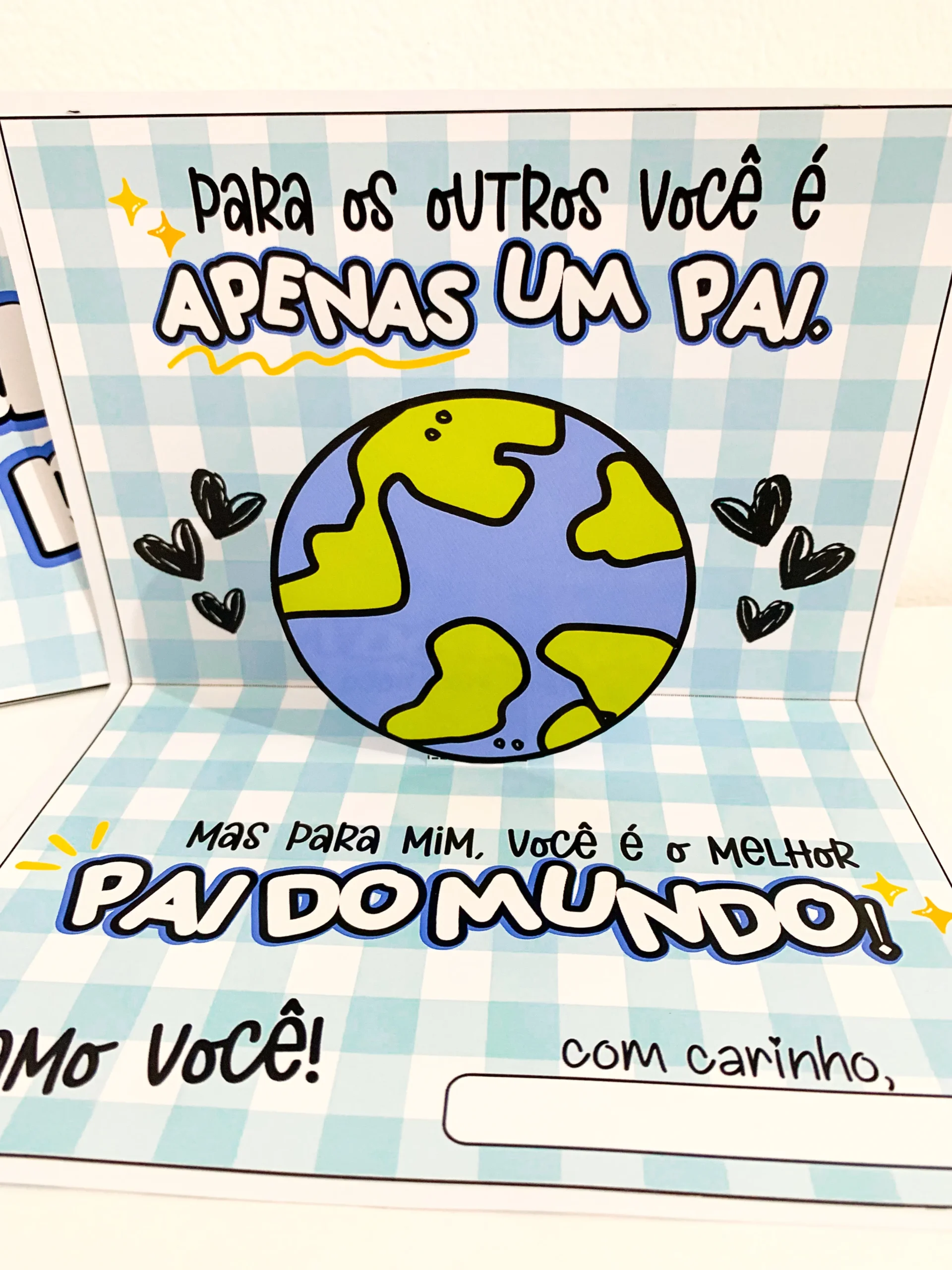Cartão 3D Dia dos Pais – Tema Melhor Pai do Mundo