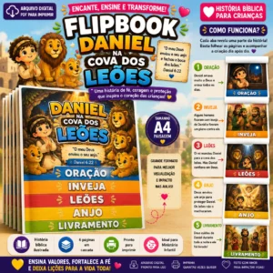 Flipbook Bíblico Infantil – Daniel na Cova dos Leões